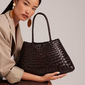 Dragon Diffusion santa croce woven leather Shoulder bag in dark brown
